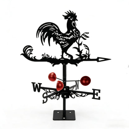 Qivine Rooster Weather Vane Roof Mount, Metal Weathervane Chicken Wind Vane Wind Direction Indicators Weather Vane Ornament for Shed Farmhouse Yard Patio Decor