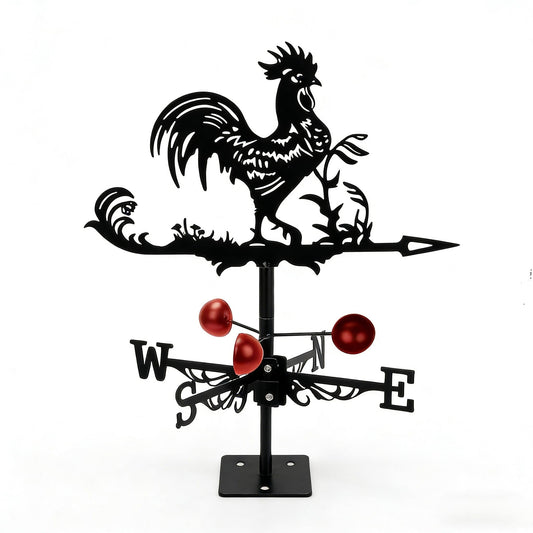 Qivine Rooster Weather Vane Roof Mount, Metal Weathervane Chicken Wind Vane Wind Direction Indicators Weather Vane Ornament for Shed Farmhouse Yard Patio Decor