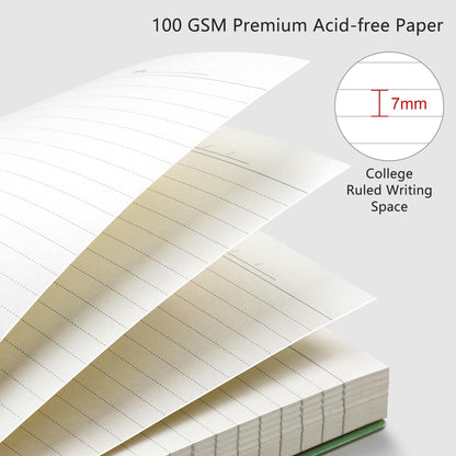 RETTACY Spiral College Ruled Notebook, 300 Pages, A4 Large Size (21 x 28 cm), for School, Work, Journaling, 100 GSM Thick Paper, Flexible Plastic Cover (Dark Green)