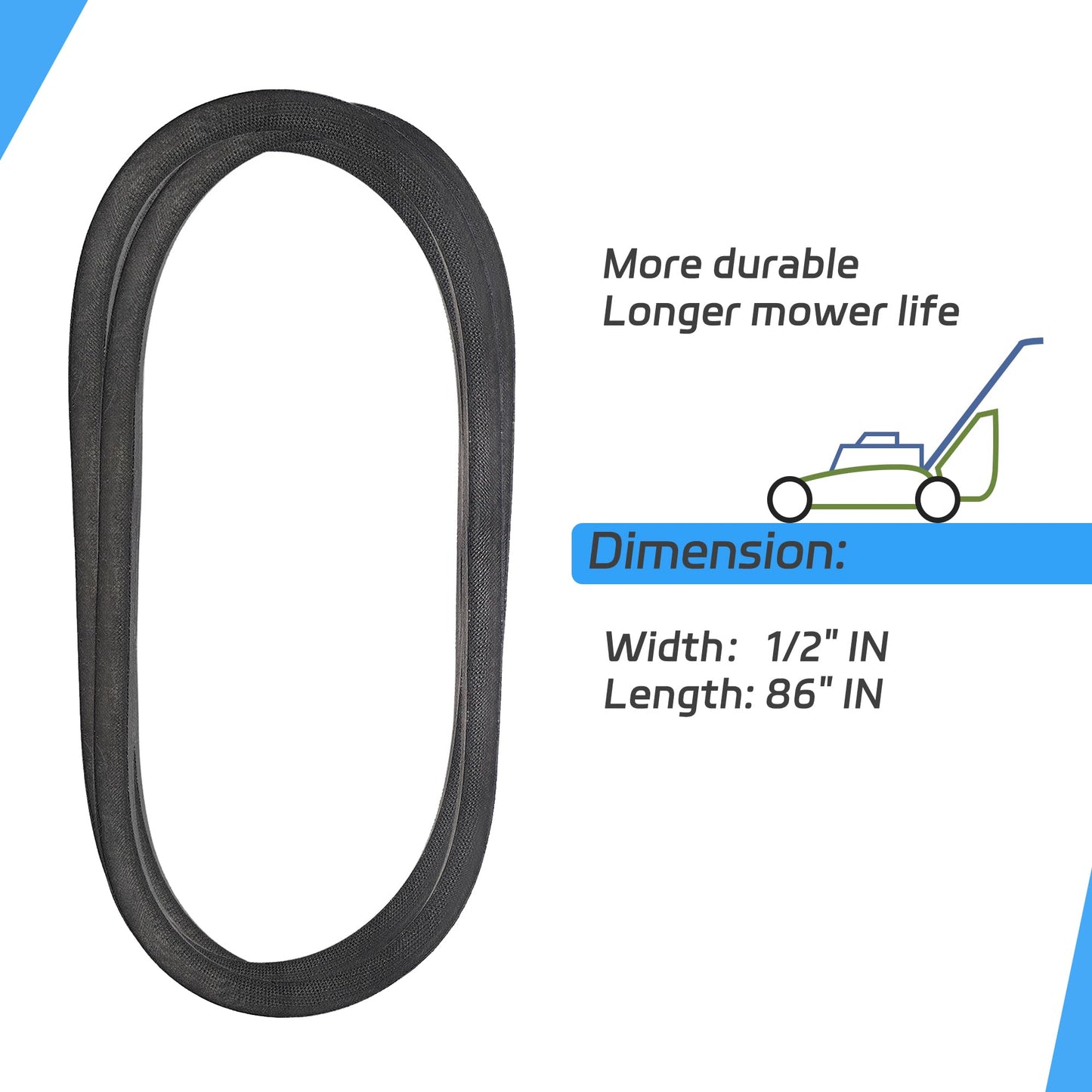 037X62MA Deck Drive Belt 1/2"x86" for Murray 40 Inch 37X62 037X62MA 37X62 37X62MA 405015x92B 40507x8B 42541B Lawnmower Belt