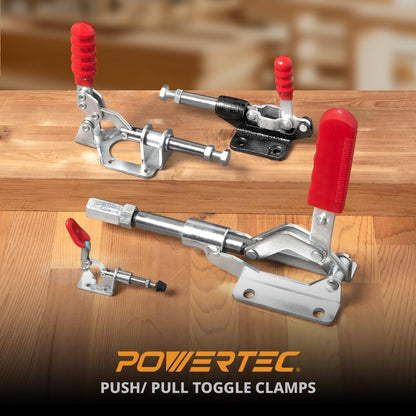 POWERTEC 6PK Toggle Clamp, 100lbs Holding Capacity, 301A Quick Release Push Pull Clamp for Woodworking Jigs and Fixtures, Pocket Hole Jigs, Welding, Crosscut Sled, CNC (20323-P3)