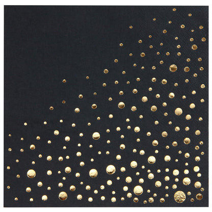 Stylish Black and Gold Napkins - 100 Pack of Disposable 5x5 Inch Black and Gold Cocktail Napkins- Disposable 3-Ply Black Cocktail Napkins for Party - Black Paper Napkins