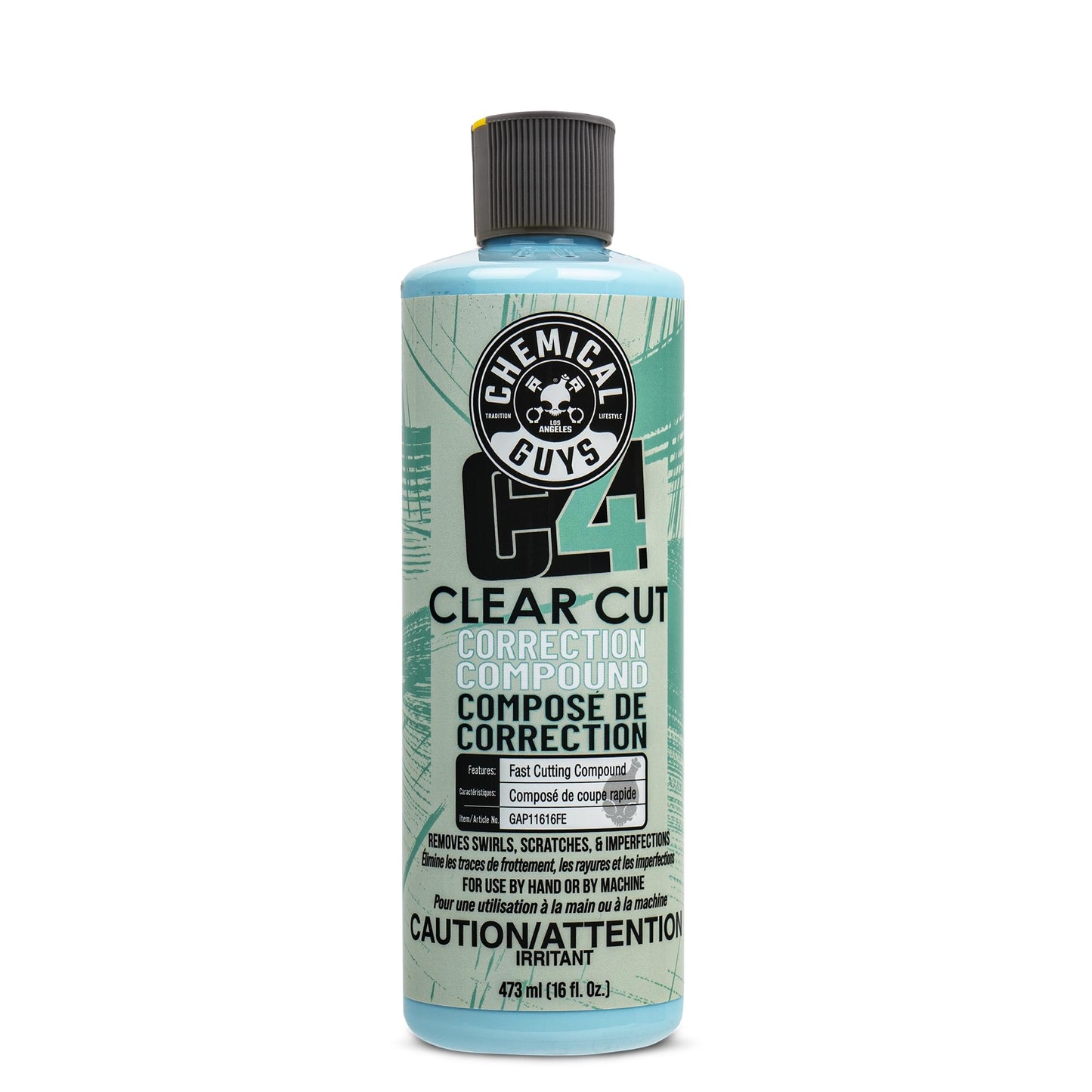 Chemical Guys C4 Clear Cut Correction Compound (Paint Correction - Fixes Scratches, Swirls & Holograms), 473 ml