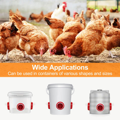 8PC Chicken Feeder & Waterer Combo Set - No Waste Automatic Poultry Feeders with Stopper Caps, 8 Ports & 8 Cups, Rodent-Proof Chick Waterer for Buckets, Chicken Coop Accessories,DIY Chicken Feeder