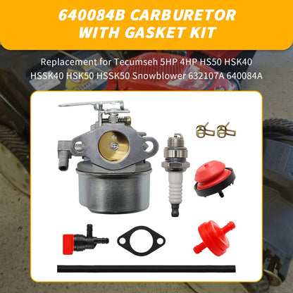Zreneyfex 640084B Carburetor Kit Replacement for Tecumseh 4HP 5HP HS50 HSK40 HSSK40 HSK50 HSSK50 HSSK55 LH195SA LH195SP, Oregon 50-640 Snow Blower Thrower