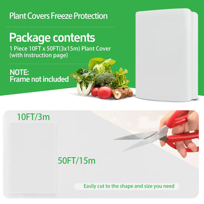 Plant Covers Freeze Protection, 10x50ft Green Frost Blanket for Winter, 1.23 oz/yd² Fabric, Premium Frost Protection Cover, Breathable Garden Row Covers for Outdoor Plants