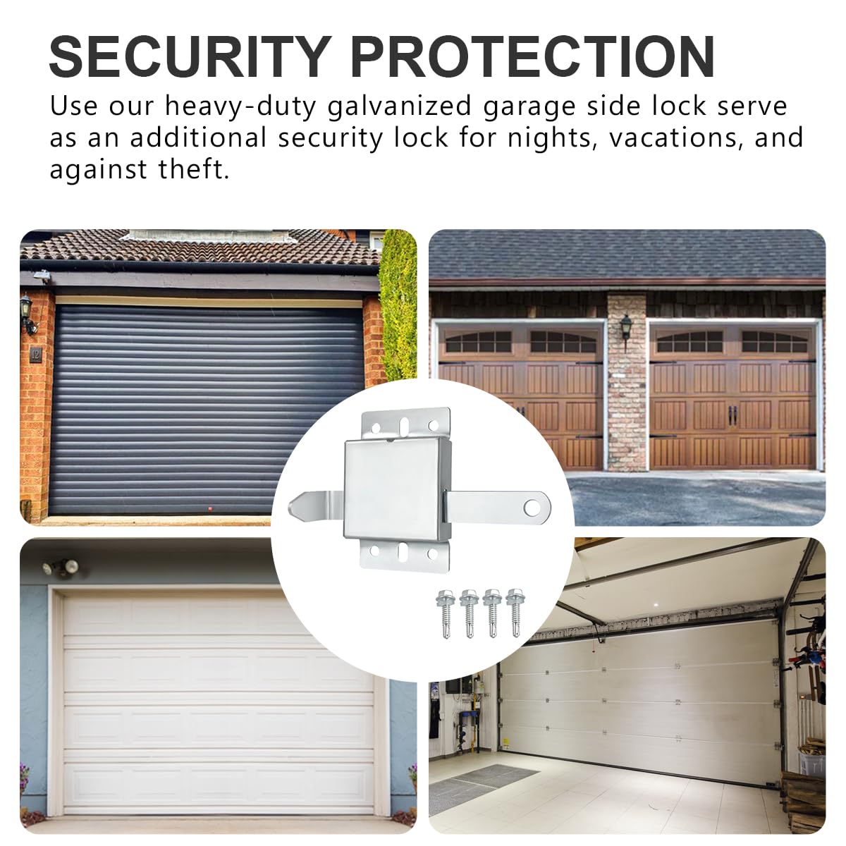 QZATTCAEN Garage Door Side Lock Inside Deadlock for Most Garage Door Galvanized Steel -2pack