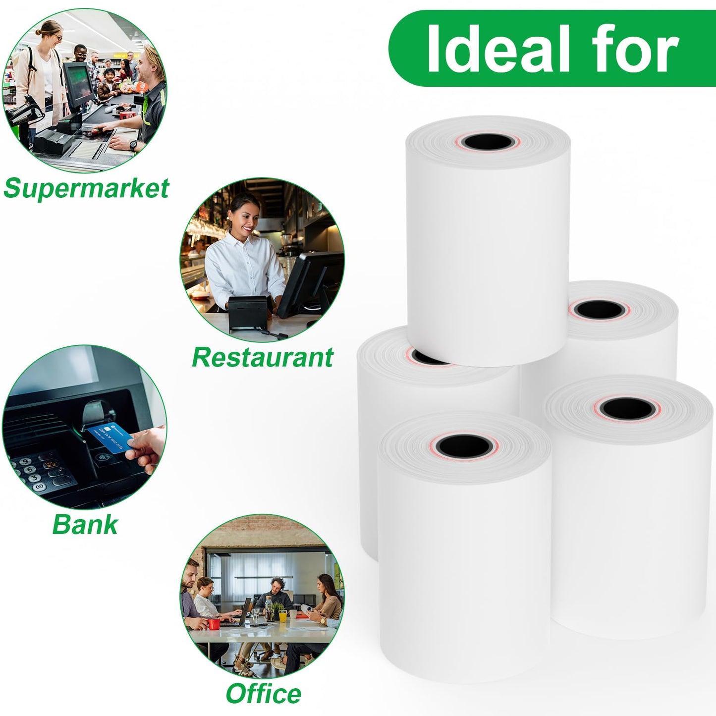 2 1/4" x 50' Thermal Paper, 2.25 x 50 ft Receipt Paper Rolls, POS Cash Register Point of Sale Credit Card Paper, Premium Thermal Printer Paper (50 Rolls)