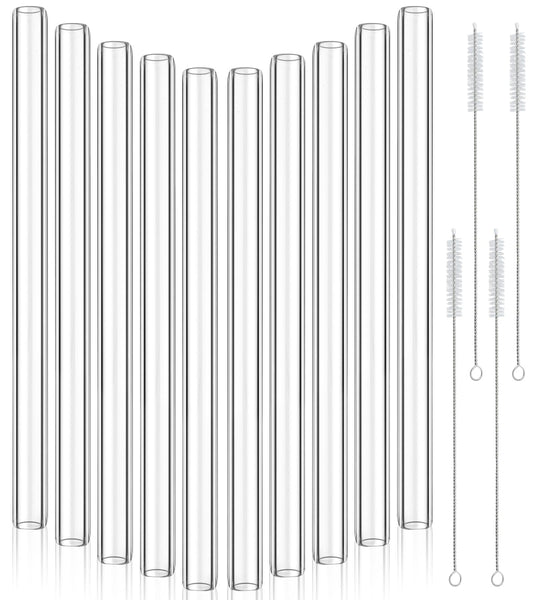 Worldity 20Pcs 12 Inch Long Glass Borosilicate Blowing Tubes, Industrial Glass Tubes for Glass Blowing 12mm OD, 8mm ID, 2mm Thick Wall Clear Glass Pipe with 4 Cleaning Brush for Laboratory Experiment