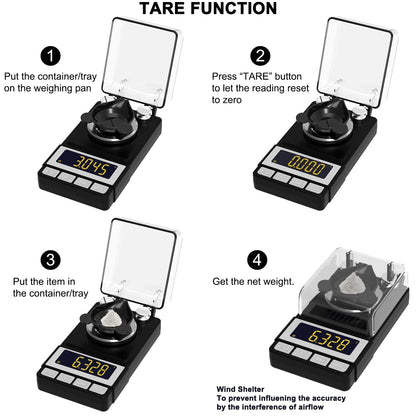 WEIGHTMAN Milligram Scale 50g / 0.001g, Reloading Scale with 2X 20g Calibration Weight, High Precision Jewelry Scale with Large LCD Display, MG Scale for Gold Medicine Powder, Battery Included