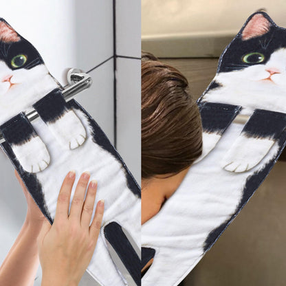 AGRIMONY Cat Funny Hand Towels for Bathroom Kitchen- Cute Decorative Cat Mom Dad Decor Hanging Face Towel Absorbent Soft- Easter Mothers Day Birthday Housewarming Funny Gifts for Women Mom Cat Lovers
