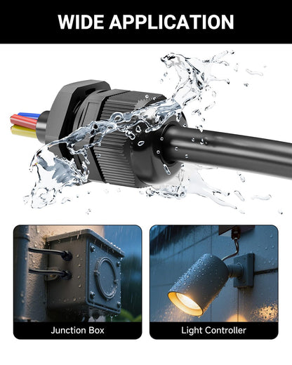 VCELINK 60Pcs IP68 Waterproof Cable Gland Kit - PG7/9/11/13.5/16/19 Thread, Adjustable for 3-18mm Cable Diameter, Black Nylon Cord Grip Connectors, Black