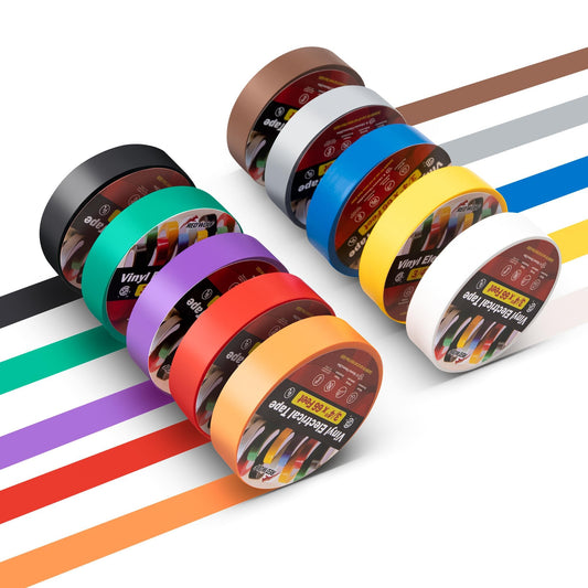 RED WOLF 10 Pack Colored Electrical Tape 3/4 Inch x 66 Ft Industrial Grade UL/CSA Listed 7 Mil Thick Flame Retardant High Temp Waterproof Electrical PVC Tape Electric Super Vinyl Rated 600V