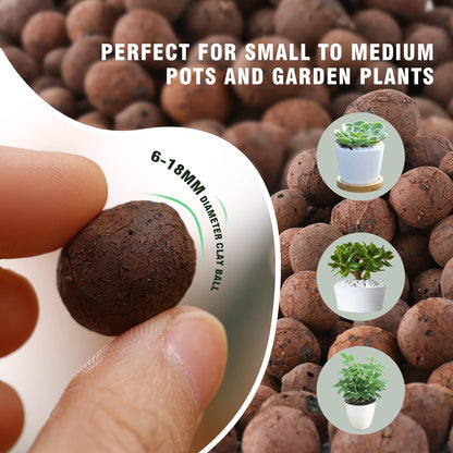 Rurtsva Natural Organic Clay Pebbles, 5LBS 8mm-18mm Expanded Leca Balls Plant Garden Soil, Grow Media for Hydroponics, Decoration, Aquaponics, Gardening Essentials