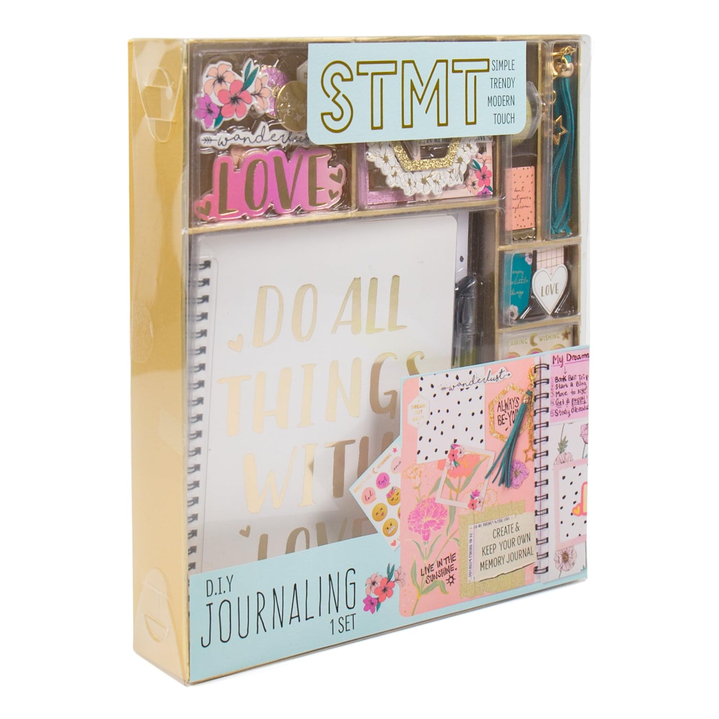 STMT 90824 DIY Journaling Set by Horizon Group USA, Personalize & Decorate Your Planner/Organizer/Diary with Stickers, Glitter Frames, Magnetic Bookmarks, Tassel Keychain & More. Pen Included