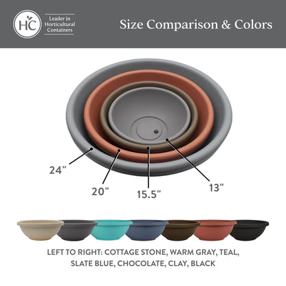 The HC Companies Shallow Planter with Drainage - Contemporary Garden Bowl Planter for Flowers, Herbs & More - Round Succulent Planter Pot for Indoors and Outdoors (13" Warm Gray, Pack of 2)
