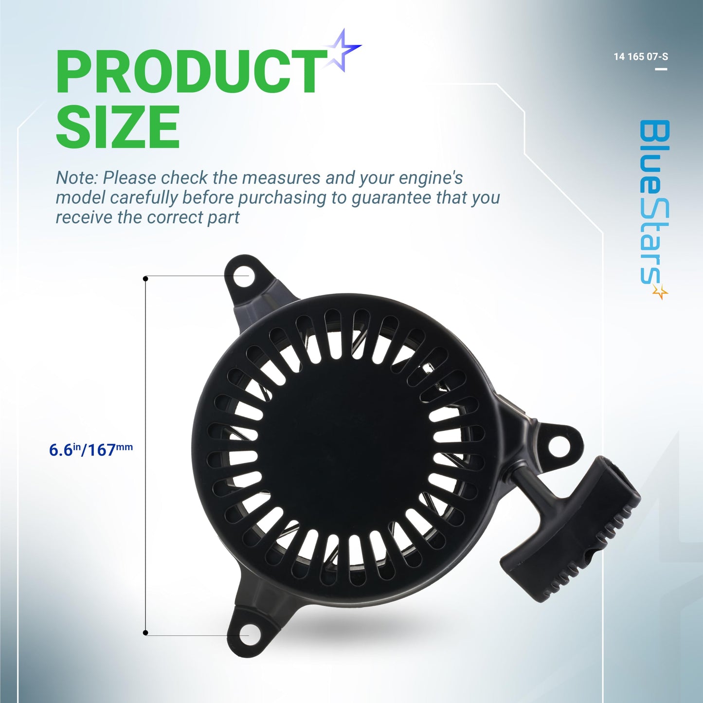 BlueStars 14 165 07-S Recoil Starter Pull Start - for Kohler XT149 XT173 XT650 XT675 XT775 XT800 XT-6 XT-7 Lawn Mower - Replace 14 165 01, 14 165 01-S, 14 165 07