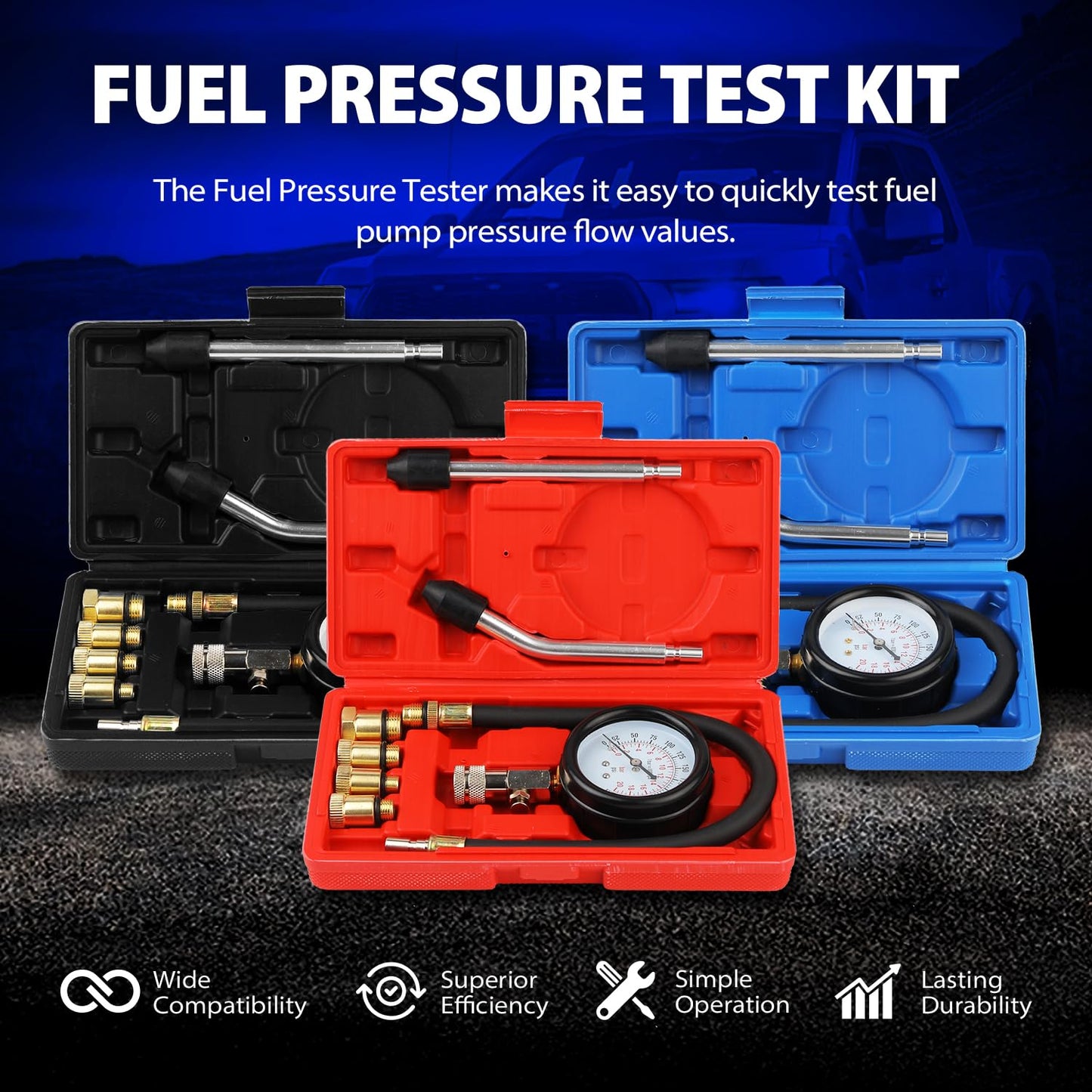 Compression Tester, 8pcs Engine Compression Tester kit Professional Petrol Gas Engine Cylinder Pressure Gauge 0-300 PSI Automotive Tool for Motorcycle Car Truck (red)