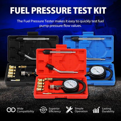 Compression Tester, 8pcs Engine Compression Tester kit Professional Petrol Gas Engine Cylinder Pressure Gauge 0-300 PSI Automotive Tool for Motorcycle Car Truck (red)