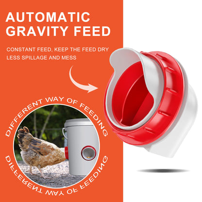 ZenxyHoC Chicken Feeders No Waste, DIY Automatic Poultry Feeder 8 Ports 1 Hole Saw with Covers Gravity Feed Kit for Buckets Barrels Bins Troughs