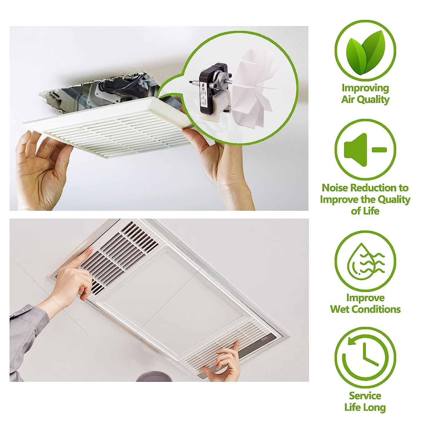SM550 Bathroom Vent Fan - ELEFOCUS Universal Electric Motors Kit [50CFM, 120V] Compatible with Nutone Broan, Uppco