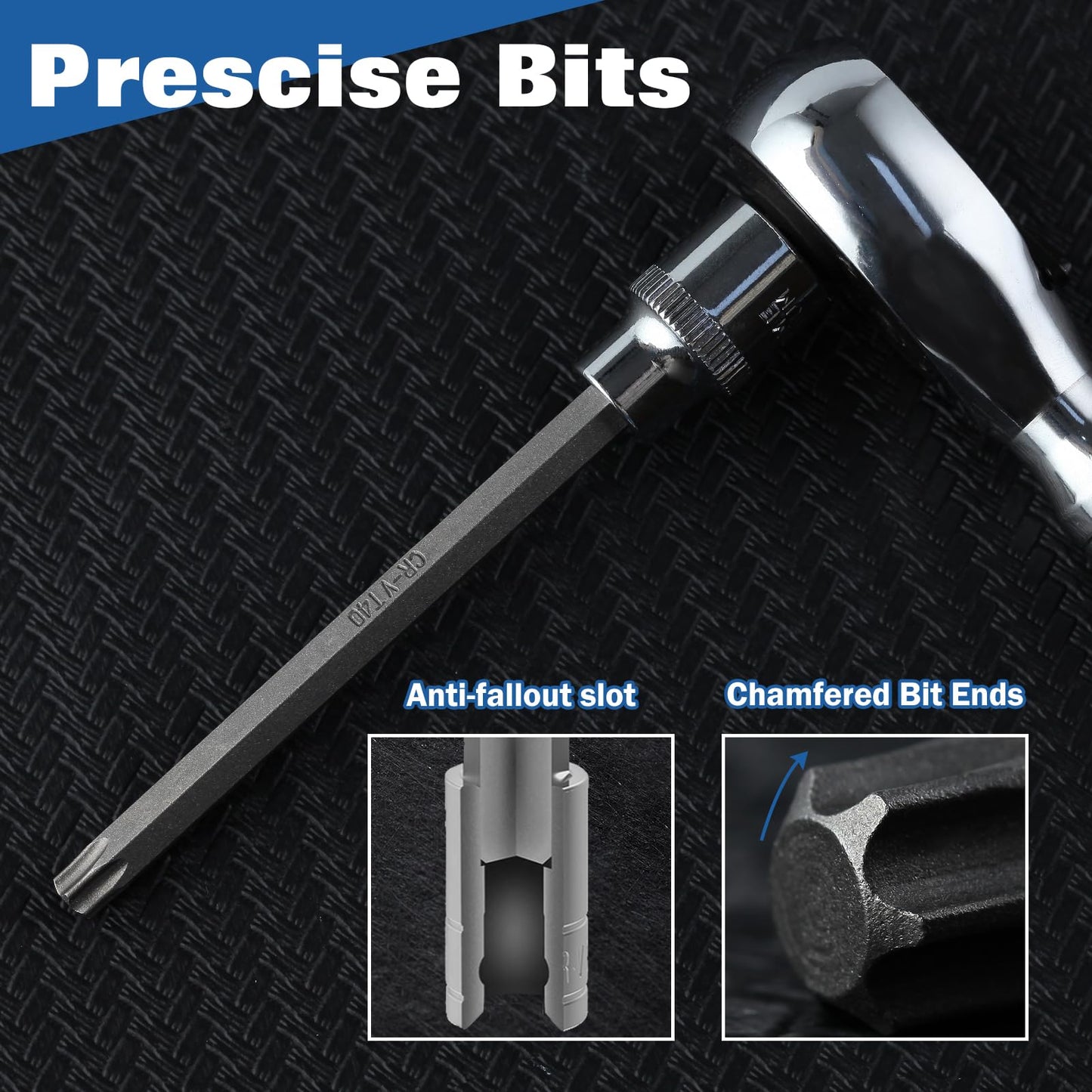 LEONTOOL Extra Long Torx Star Bit Socket Set 7 Piece T25-T60, 3/8" Drive 110mm Long Torx Bit Socket Set, Star Screwdriver Bit Set S2 Alloy Steel Impact Torx Socket Set with Portable Storage Case