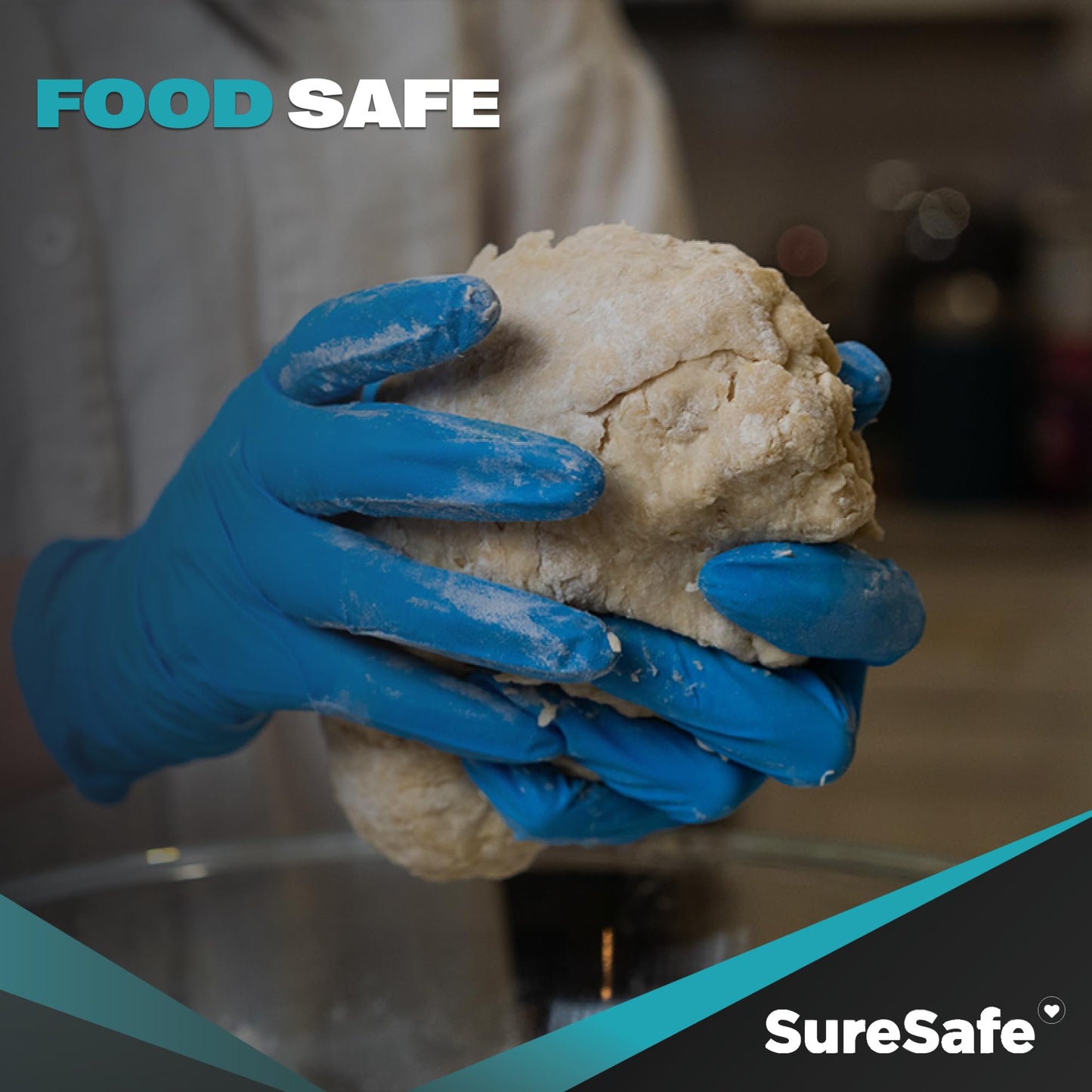[200 Pack] SURESAFE Blue Large Nitrile Gloves, 3.5 Mil, Powder & Latex Free, Textured Fingertips, Tear Resistant, Work, Tattoo, Painters Gloves for Cooking and Food Prep