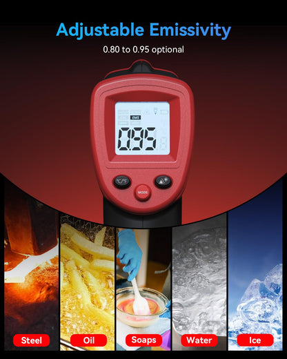 Wintact Laser Infrared Thermometer Gun -58℉ to 1094℉(-50℃ to 590℃) Non-Contact Digital Surface Temperature Gun with Max-Min Measure for Cooking Food, Pizza Oven, Grill, Griddle, HVAC NOT for Humans
