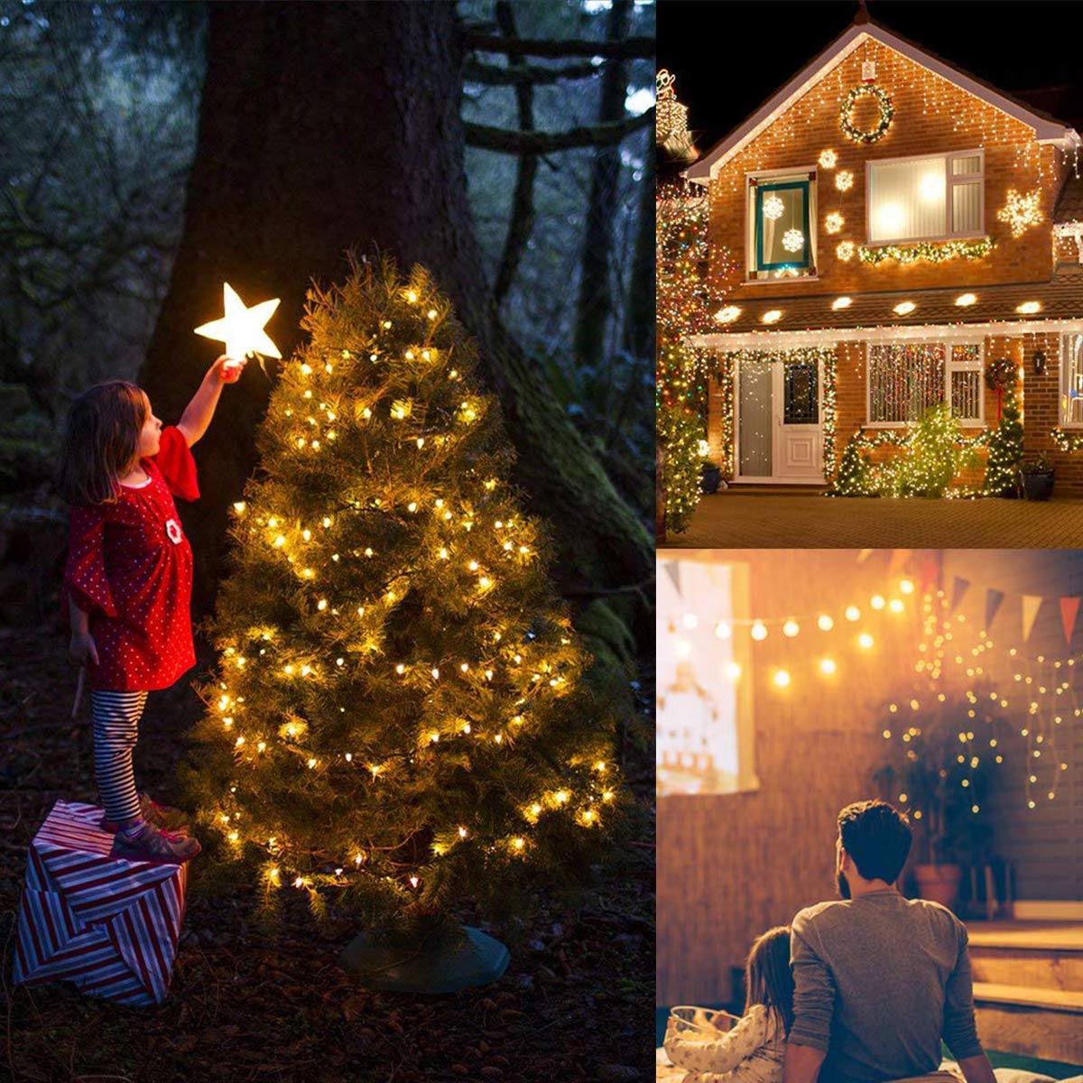 Battery Operated Christmas Lights, 2 Pack 17ft 50 LED Battery Operated String Lights with Auto-Timer 8 Modes, Waterproof Mini Lights for Outdoor Indoor Xmas Tree Wreath Holiday Decor, Warm White
