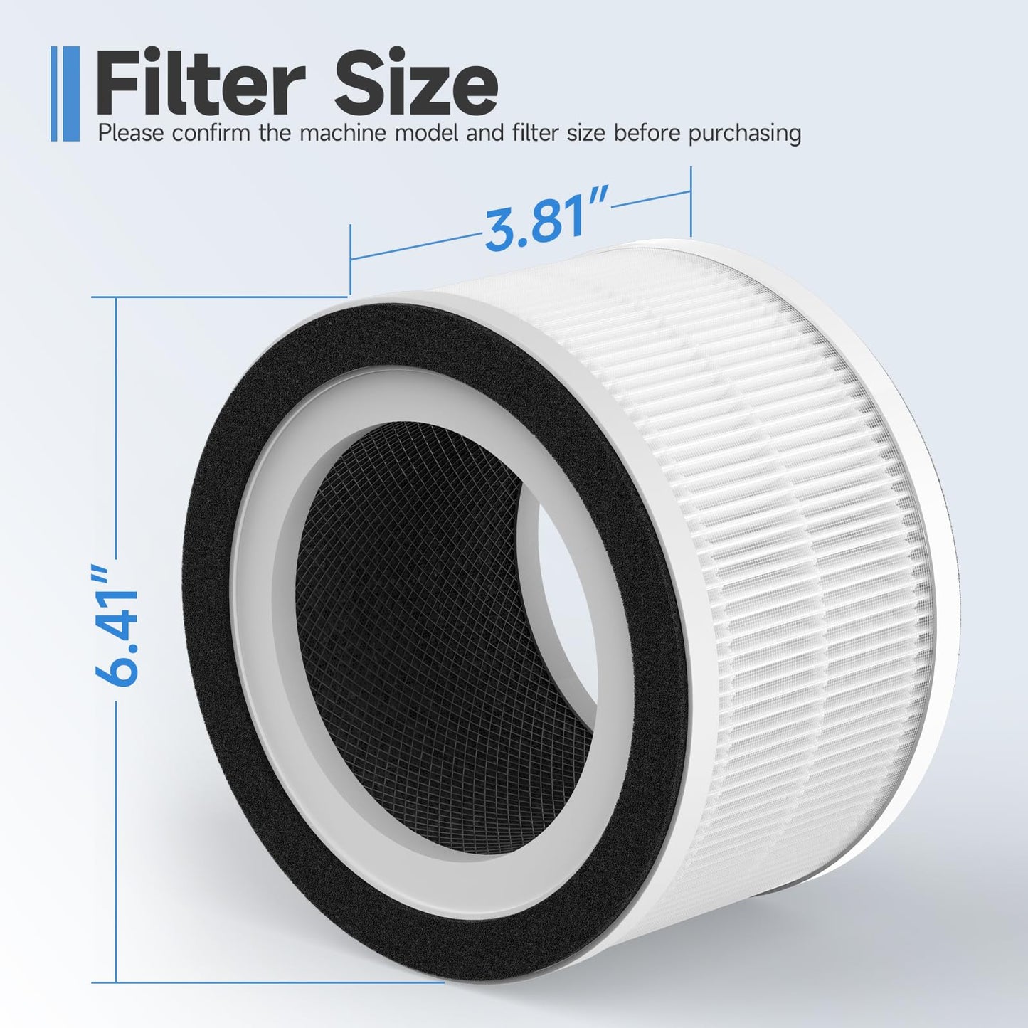 SAKEGDY Fillo Filter Replacement Compatible with Afloia Air Purifier Fillo and Mooka Allo Air Purifier, 3-IN-1 H13 True HEPA Filter, 2 Pack