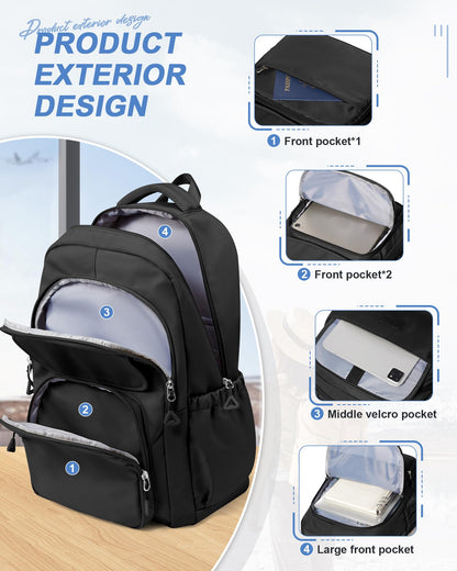 Black Backpack For Women Men,School Backpack For Teens Boys Girls,College Waterproof Laptop Backpack