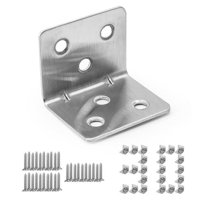 30 Pcs Heavy Duty Iron Corner Brackets, 2"x2"x2" White L Shape Corner Braces, 90 Degree Right Angle Metal Brackets for Wood Furniture, Shelves, Cabinets, Beds, DIY Projects