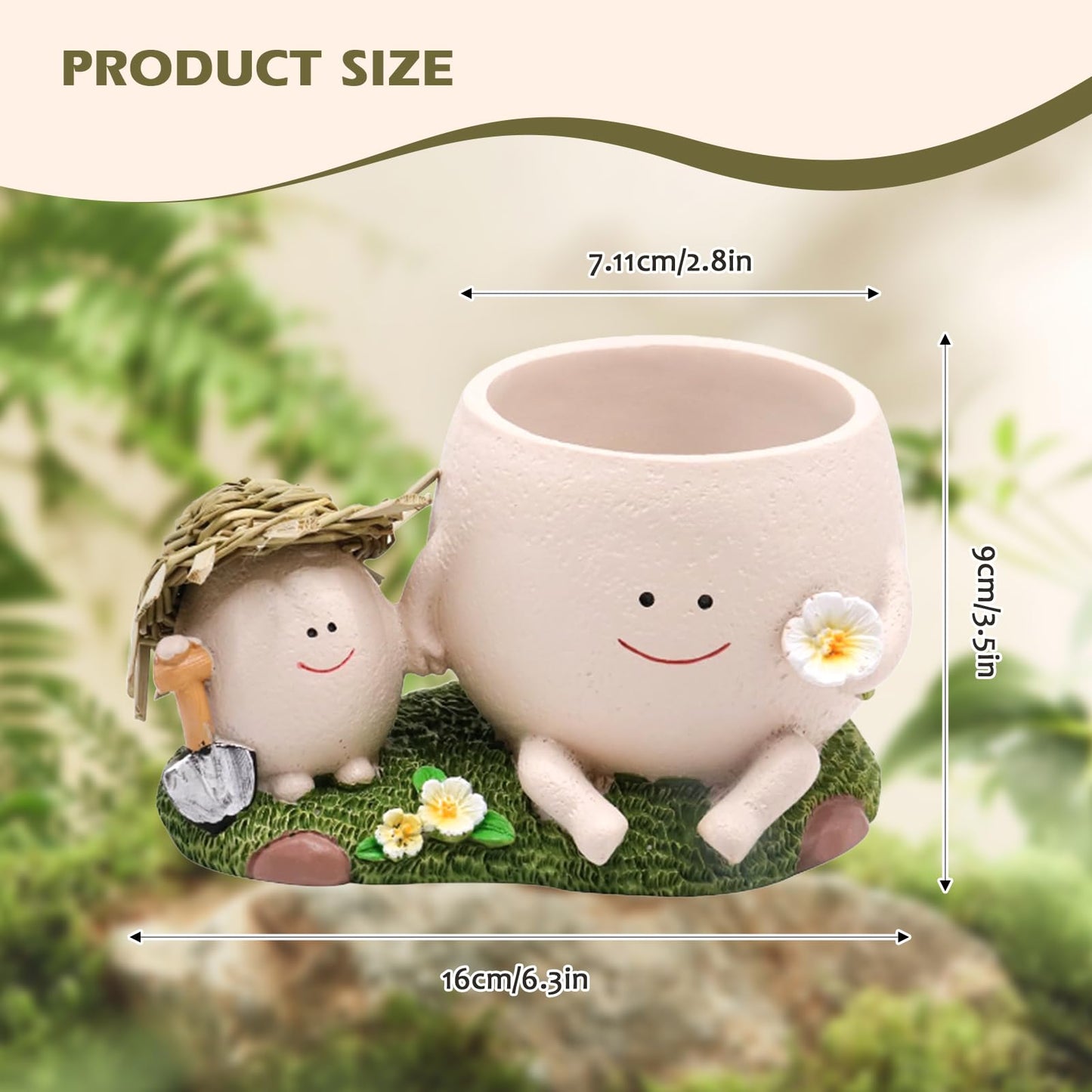 Domigard Swing Face Planter Pot,Cute Resin Flower Head Planters for Indoor Outdoor Plants,Unique Face and Sit Chair Design for String of Pearls,Ideals Gift for Mother's Day,Christmas(Lawn)