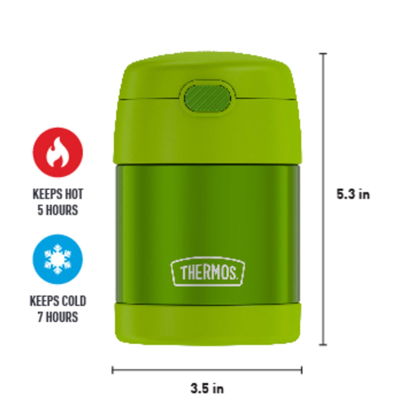 THERMOS FUNTAINER 10 Ounce Stainless Steel Vacuum Insulated Kids Food Jar with Folding Spoon, Lime