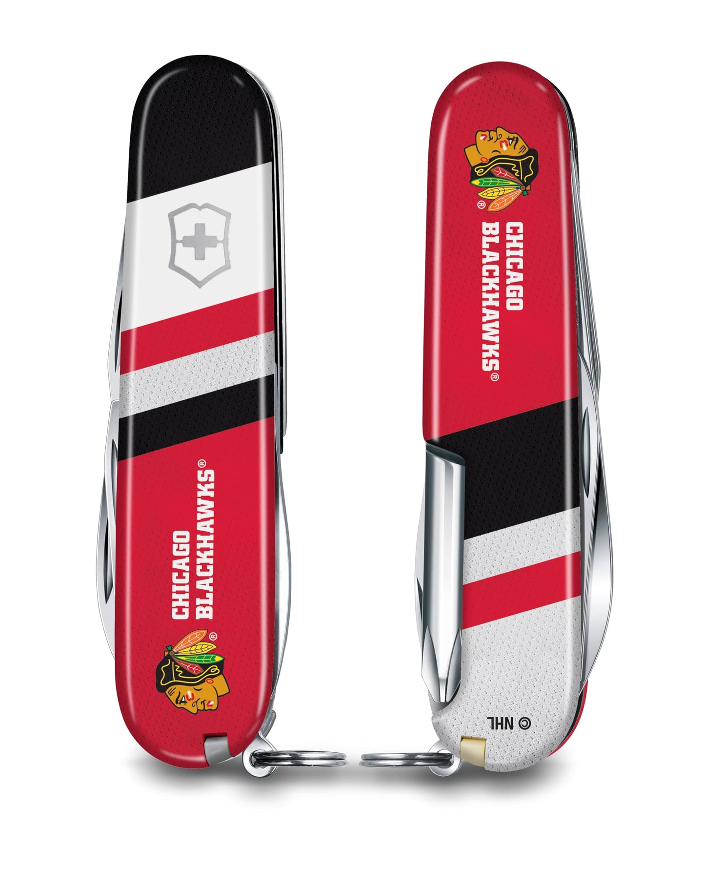 Victorinox Tinker Swiss Army Knife – Compact 12 Function Swiss Made Pocket Knife with Large Blade, Small Blade and Bottle Opener – Chicago Blackhawks