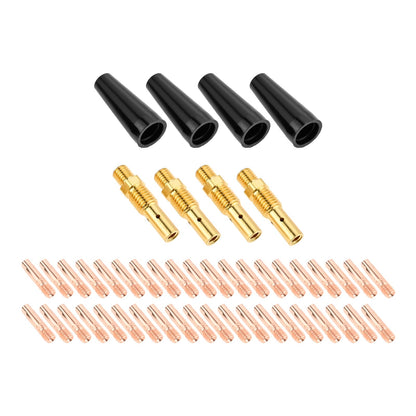 Mtsooning 48PCS Flux Core Gasless Nozzle Tips Kit KP1939-1, 0.035" (0.9mm) Flux Core Welder Gun Welding Mig Contact Tips Gasless Nozzle Gas Diffusers Replacement for Lincoln Magnum 100L & Weld-Pak MIG