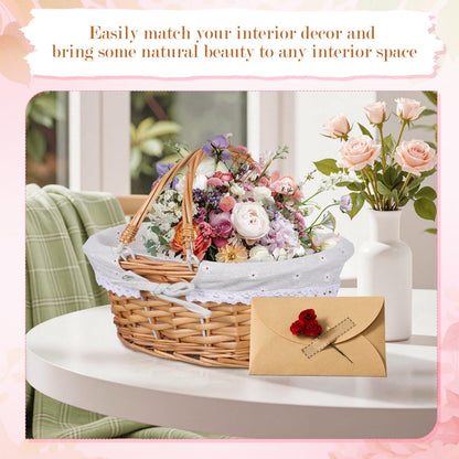 Ciieeo Wicker Easter Basket - Handmade Rattan Basket with Double Handles for Egg Hunt & Candy Gift - Woven Hampers for Picnic or Spring Decor