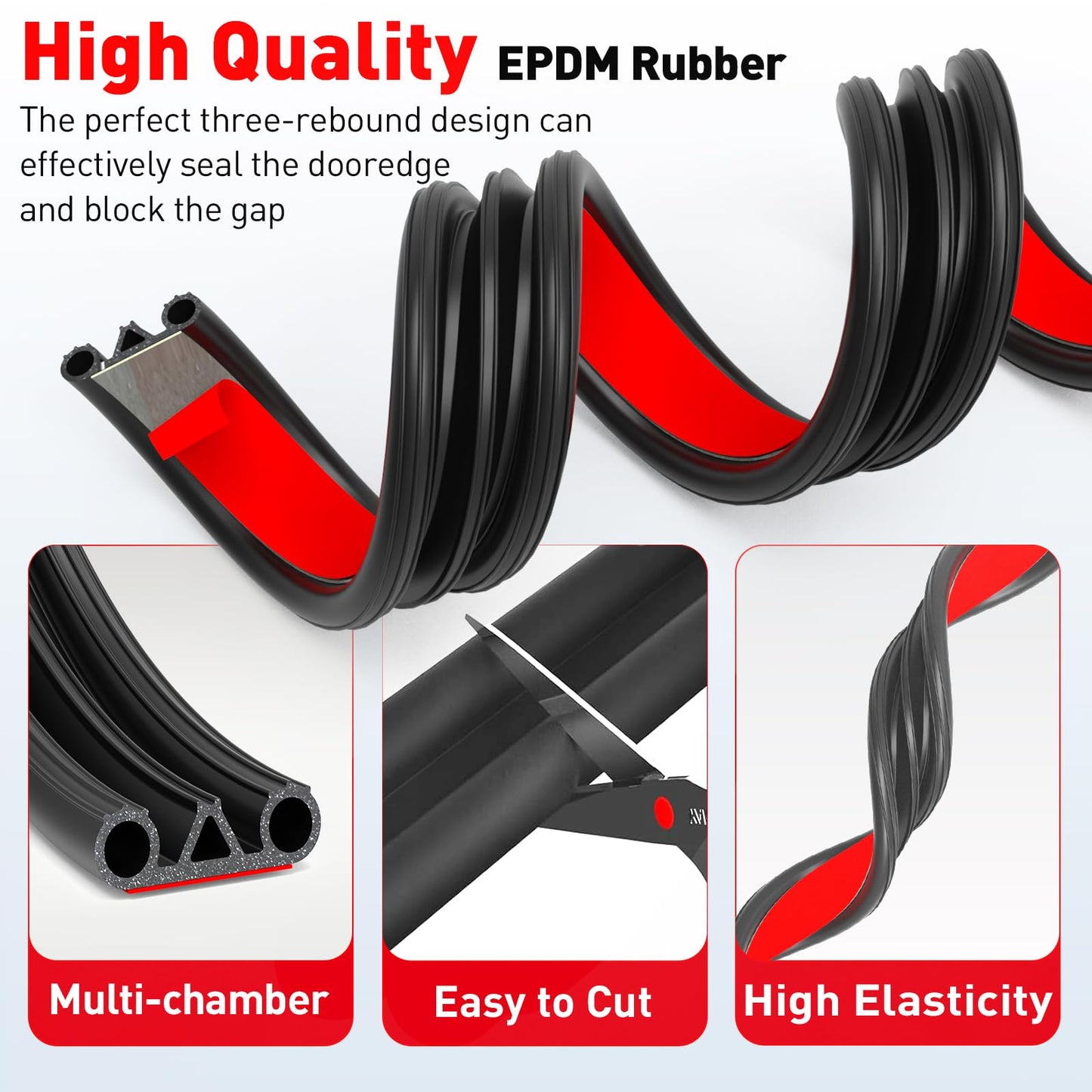 CHUANJI Tonneau Cover Seal, Truck Topper Seal Rubber Weather stripping with Triple Bulb, Camper Shell Seal Kit Replacement Parts Accessories (13.1Ft)