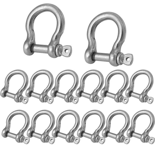 YOUNTHYE 14 PCS Clevis Shackle 5/16 Screw Shackle Stainless Steel M8 Chain Shackle Bow Shackle Clevis Heavy Duty Screw Pin Shackle for Anchor, Towing, Off Road Recovery