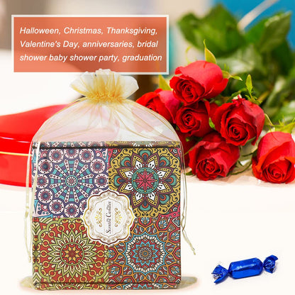 YQL Organza Bags 8x12 Inch,100PCS Gold Mesh Bags Gift Favor Bags Large Organza Drawstring Bags Jewelry Pouches Wedding Party Christmas Valentine