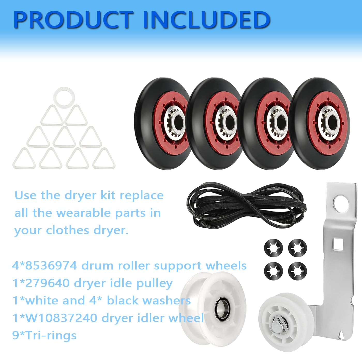 4392067 Dryer Repair Kit & W10837240 Dryer Idler Pulley (Plastic)