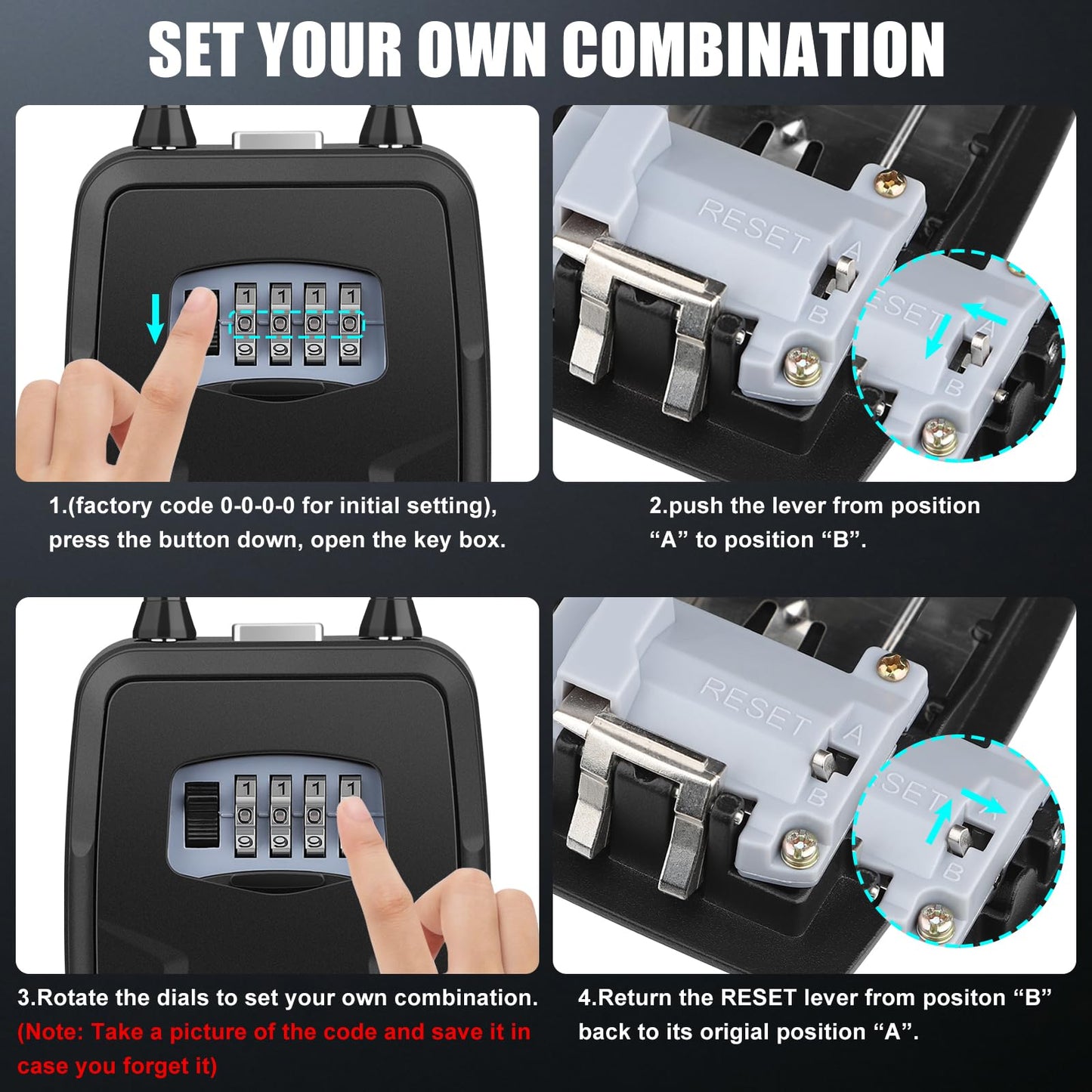 Large Key Lock Box, [Hanging & Wall Mounted] Diyife Large Capacity Lock Box for Car Keys Outdoor, Waterproof Resettable 4 Digit Combination Car Key Box for Home, Garage, Realtors, Office