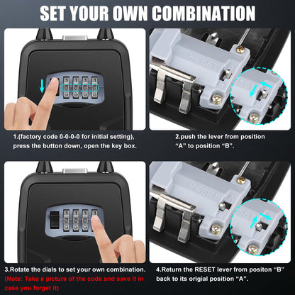 Large Key Lock Box, [Hanging & Wall Mounted] Diyife Large Capacity Lock Box for Car Keys Outdoor, Waterproof Resettable 4 Digit Combination Car Key Box for Home, Garage, Realtors, Office