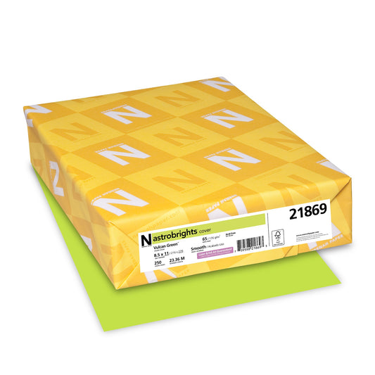 Astrobrights Colored Cardstock, 8.5” x 11”, 65 lb / 176 gsm, Vulcan Green, 250 Sheets