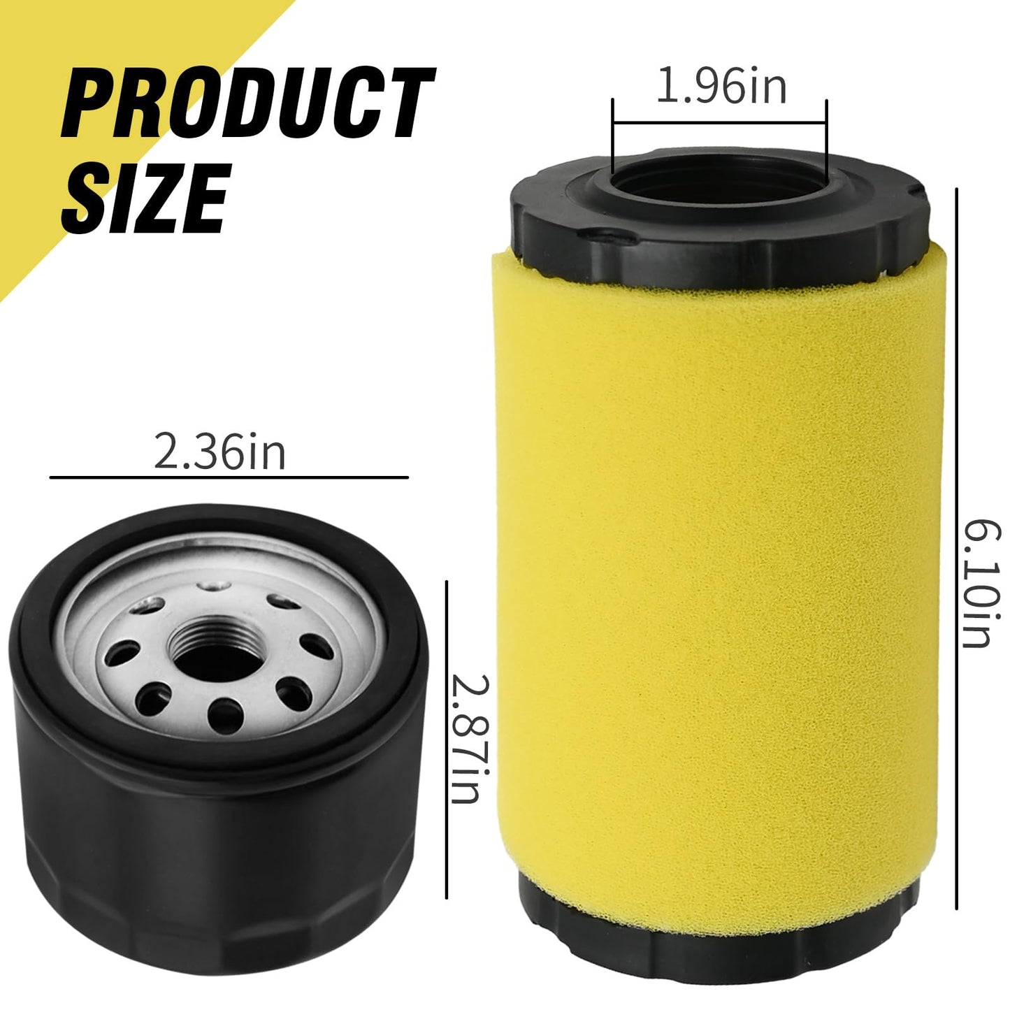 SYOWADA 793569 Air Filter 696854 Oil Filter Kit, Replacement for John Deere LA125 LA115 D100 D110 D120 L100 E110 Series 20-21 HP Lawn Mower Tractor, Replaces 793685 492932