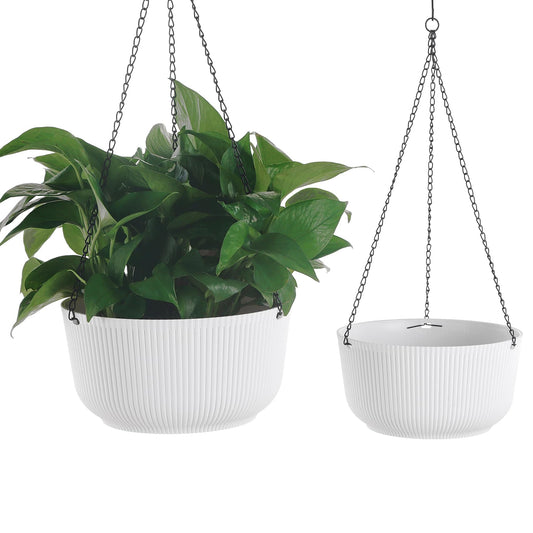 Welherkom 2 Pack Hanging flower pot, hanging planters and baskets, quality white 10 Inch hanging planters and baskets for home offices (white)