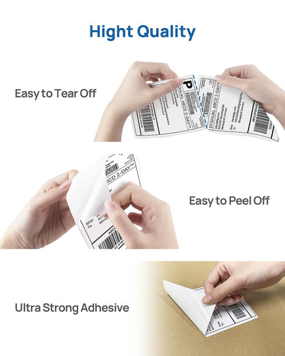 POLONO Genuine 4" x 6" Direct Thermal Shipping Label, Thermal Label (Pack of 500), Perforated Fanfold Labels Compatible with POLONO PL80E, PL70E, PL60 Label Printer, BPA & BPS Free, Commercial Grade