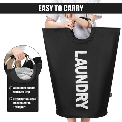 DOKEHOM 125L X-Large Collapsible Washing Laundry Basket Bag (7 Colors) for Bedroom, Fabric (Black, XL)