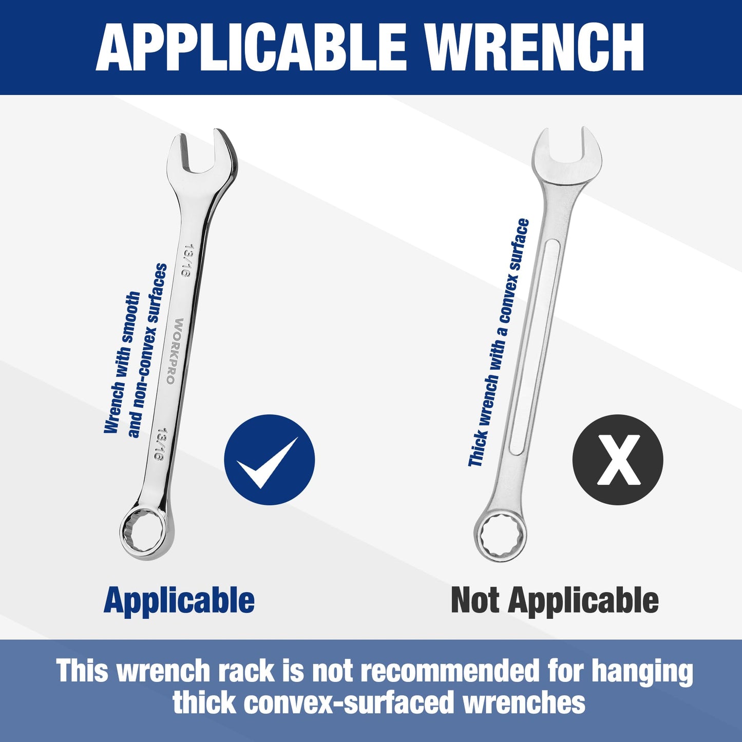 WORKPRO 2-Pack Magnetic Wrench Organizer, 12-Piece Wrench Holder Set for Tool Box Drawer Chest, Premium Quality Wrench Rack Tool Trays SAE(1/4" - 15/16") and Metric(6mm-24mm)