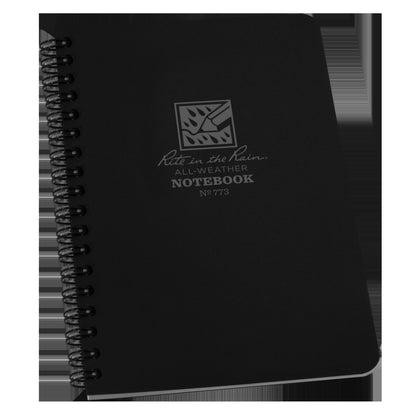 Rite in the Rain All-Weather Side-Spiral Notebook, 4 5/8" x 7", Black Cover, Universal Pattern (No. 773)